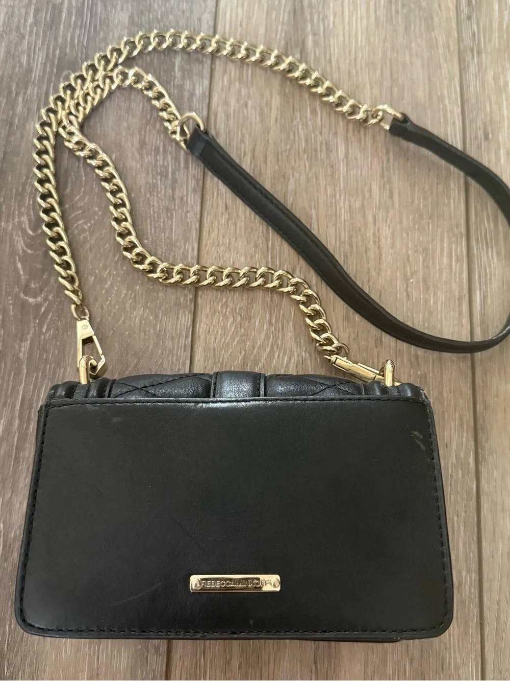 Rebecca Minkoff Black Quilted Mini Crossbody with Gold Chain - Picture 4 of 5